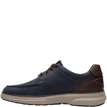 CLARKS MENS MOCCASSIN LACE SHOE - NAVY LEATHER